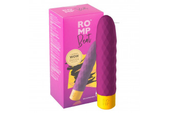 Лиловый рельефный мини-вибростимулятор Romp Beat - 15 см.