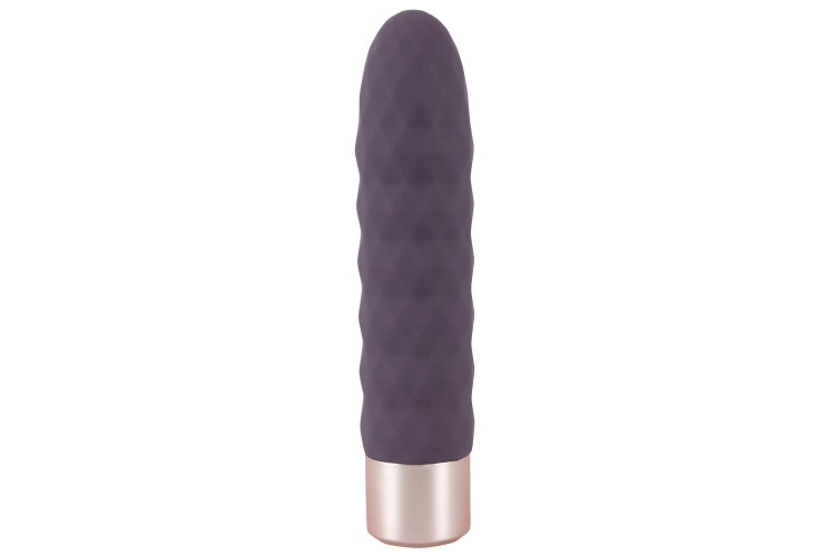Фиолетовый мини-вибратор Elegant Diamond Vibe - 15 см.