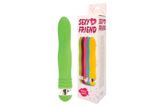 Салатовый эргономичный вибратор Sexy Friend - 17,5 см.