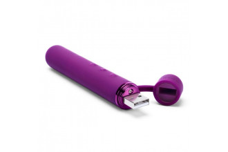 Фиолетовый мини-вибратор Le Wand Baton с текстурированной насадкой - 11,9 см.