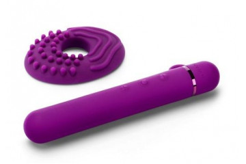 Фиолетовый мини-вибратор Le Wand Baton с текстурированной насадкой - 11,9 см.