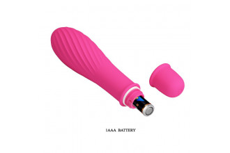 Ярко-розовый вибратор Solomon с бороздками - 12,3 см.