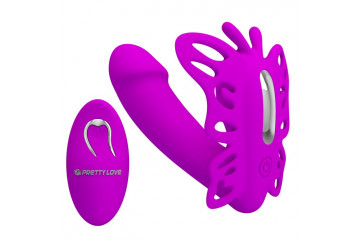 Лиловая клиторальная бабочка с вагинальным виброотростком Katherine