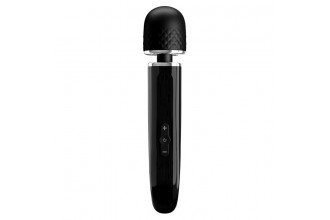 Черный мощный жезловый вибратор с изогнутой ручкой Charming Massager - 24 см.