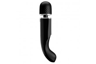 Черный мощный жезловый вибратор с изогнутой ручкой Charming Massager - 24 см.