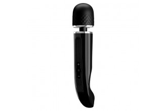 Черный мощный жезловый вибратор с изогнутой ручкой Charming Massager - 24 см.
