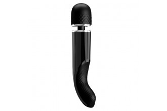 Черный мощный жезловый вибратор с изогнутой ручкой Charming Massager - 24 см.