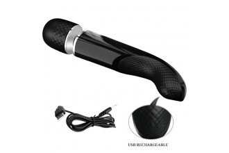 Черный мощный жезловый вибратор с изогнутой ручкой Charming Massager - 24 см.