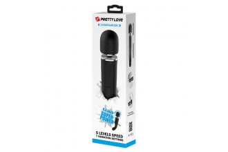 Черный мощный жезловый вибратор с изогнутой ручкой Charming Massager - 24 см.