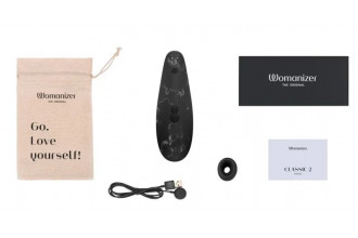 Черный бесконтактный клиторальный стимулятор Womanizer Marilyn Monroe Special Edition