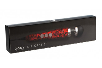 Красно-черный жезловый вибратор Doxy Die Cast 3 с розами