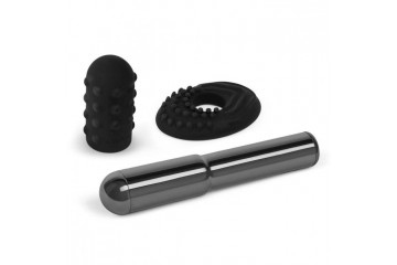 Чёрный жезловый вибратор Le Wand Grand Bullet с двумя нежными насадками