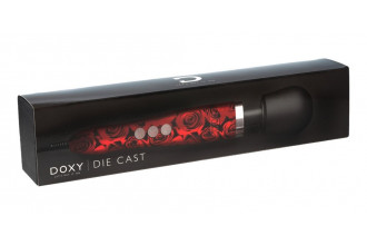 Красно-черный жезловый вибратор Doxy Die Cast с розами