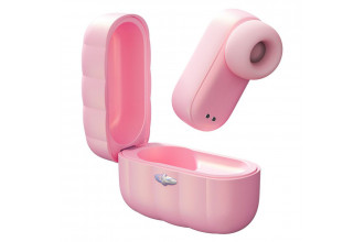 Розовый вакуумный стимулятор клитора Alggie Earphone с управлением через приложение