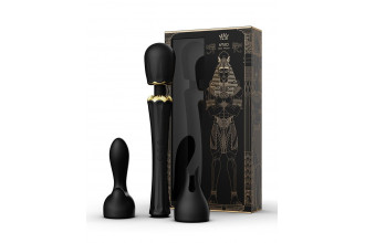 Черный wand-вибратор Kyro с 2 насадками