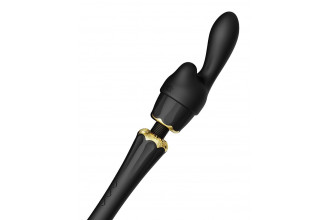 Черный wand-вибратор Kyro с 2 насадками