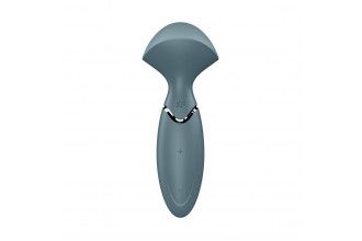 Серый вибромассажер Mini Wand-er - 16 см.