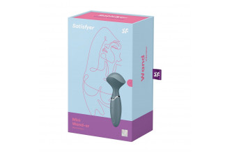 Серый вибромассажер Mini Wand-er - 16 см.