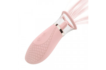 Розовый клиторальный массажер с подвижным язычком