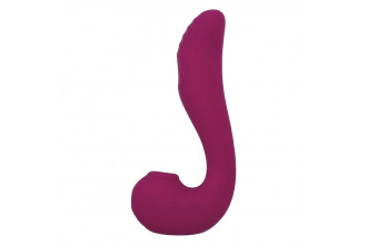Бордовый вакуум-волновой вибратор 3-в-1 с язычком Calypso