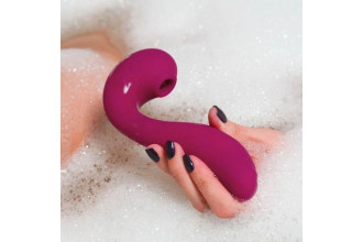 Бордовый вакуум-волновой вибратор 3-в-1 с язычком Calypso