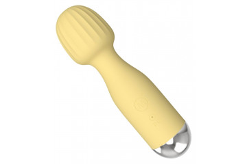 Желтый мини-вибратор с шаровидной головкой