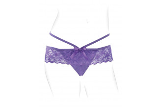 Фиолетовые трусики с вибропулей и пультом Crotchless Panty Thrill-Her