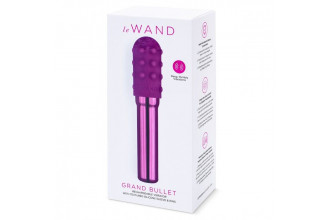 Фиолетовый жезловый вибратор Le Wand Grand Bullet с двумя нежными насадками