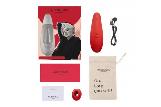 Красный бесконтактный клиторальный стимулятор Womanizer Marilyn Monroe Special Edition