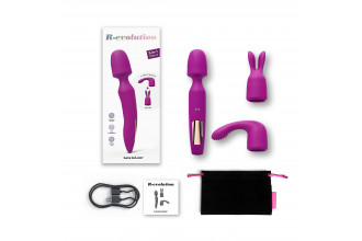 Лиловый вибратор с 2 сменными насадками R-Evolution Wand Vibrator with 2 Attachments