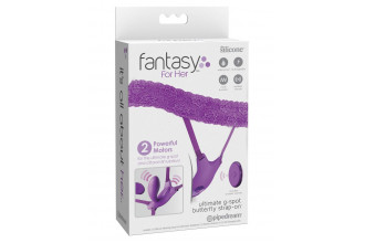 Фиолетовый пояс с вибровкладкой Ultimate G-Spot Butterfly Strap-On