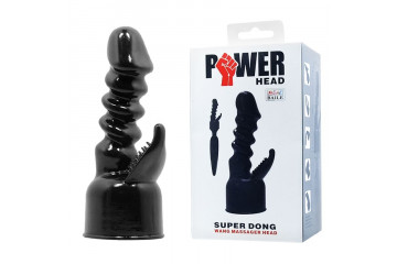 Чёрная насадка на вибромассажёр для клиторально-вагинального массажа