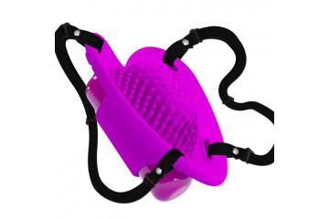 Лиловое сердечко с вибрацией и регулируемыми ремешками Heartbeat