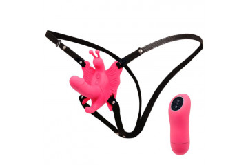 Стимулятор клитора бабочка на ремешках с вибрацией