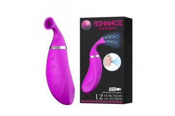 Лиловый клиторальный стимулятор Romance Elephant с функцией всасывания