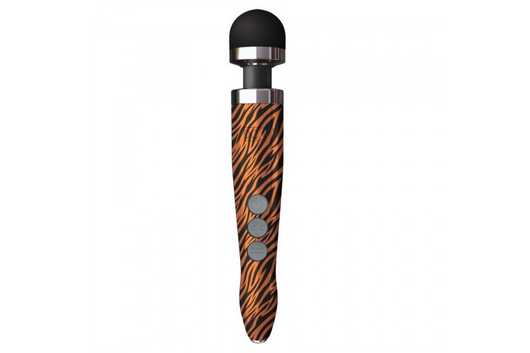 Беспроводной wand-вибратор Doxy Die Cast 3R с тигровым принтом на рукояти - 28 см.