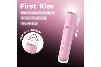 Розовый вакуумный стимулятор First Kiss
