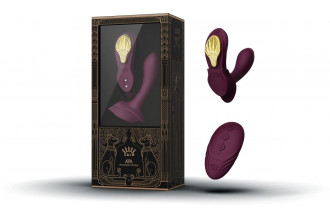 Фиолетовый вибромассажёр в трусики Aya с насадкой и пультом ДУ