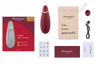 Бордовый клиторальный стимулятор Womanizer Premium 2