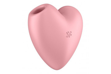 Розовый вибромассажер Cutie Heart с вакуум-волновой стимуляцией