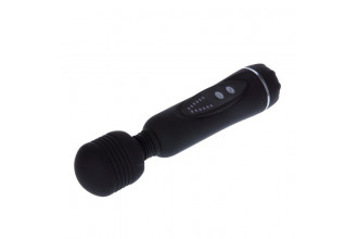 Черный вибромассажер со сменными насадками Power Wand - 20,5 см.