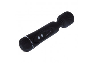 Черный вибромассажер со сменными насадками Power Wand - 20,5 см.