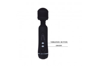 Черный вибромассажер со сменными насадками Power Wand - 20,5 см.