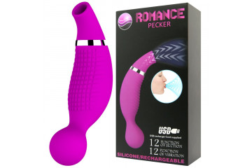 Двусторонний стимулятор Romance Pecker - с вибрацией и функцией всасывания