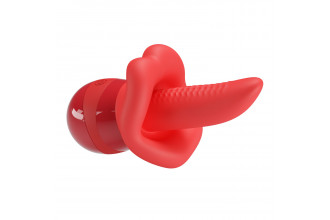 Красный вибратор с подвижным язычком Obelia