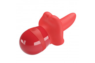 Красный вибратор с подвижным язычком Obelia