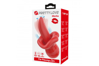 Красный вибратор с подвижным язычком Obelia