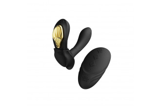 Черный вибромассажёр в трусики Aya с насадкой и пультом ДУ