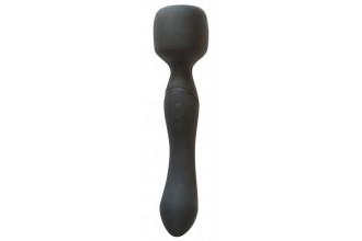 Черный двусторонний вибромассажер Heating Wand с нагревом - 22 см.