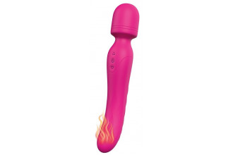 Ярко-розовый жезловый вибратор Heating Bodywand с нагревом - 23,2 см.